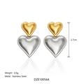 Tweekleurige hartenoorbellen van 18k verguld roestvrij staal in gelaagd design - Stijl B - Goud & Zilver