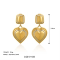 Tweekleurige 18k vergulde roestvrijstalen hart oorbellen, hoogte 3.6cm - Stijl C - Goud & Zilver