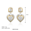Tweekleurige 18k vergulde roestvrijstalen hart oorbellen met een lengte van 3,6cm - Stijl C - Zilver & Goud