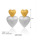 Klassieke 18k vergulde hart oorbellen met verticale gestreepte textuur - Stijl D - Goud & Zilver