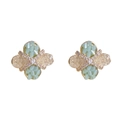 Pendientes de plata S925 con diseño de flor de cuatro pétalos y cristales verdes - 34# Pendientes De Botón De Pétalos De Flor De Cuatro Hojas De Cristal