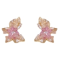 Elegantes pendientes de mariposa de plata s925 con cristales rosa degradados y perlas - 35# Pendientes De Botón De Mariposa De Cristal Degradado