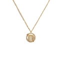 Elegant gold celestial necklace featuring a cat-eye stone pendant with sparkling zircon accents - Gold