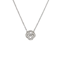Collier trèfle argenté avec incrustation en nacre blanche et diamant central étincelant - Argent