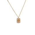 Collier doré avec pendentif carré fleur de lys et pavé de cristaux brillants - Or