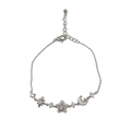 Sparkling silver star and crescent moon bracelet with pave stones and pearl inlay - Rhinestone Star Moon (Silver) / Silver