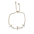 Elegant gold adjustable chain bracelet with three sparkling zircon cross pendants - Gold