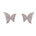 Elegantes pendientes de mariposa en plata S925 con cristales lavanda y pavé fino - 19# Pendientes De Botón De Mariposa De Cristal De Strass Pavé Púrpura