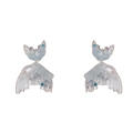 Pendientes de cola de pez con cristal azul y perla blanca en montura de plata - 30# Pendientes De Perlas De Cola De Pez De Cristal Azul