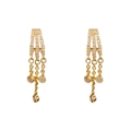 Pendientes de borla dorados elegantes con tres filas de circonitas micro-pave - Dorado