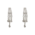 Pendientes largos plateados con tres hileras de circonitas brillantes en micro pavé - Plateado