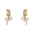 Elegante goldene Ohrringe mit gebürstetem Metall-Schleifenanhänger im Vintage-Stil - Gold