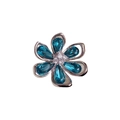 Vintage-Brosche mit hellblauen Kristallblütenblättern und silbernem Finish für Damen - Blau