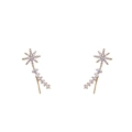 Elegant gold star stud earrings with sparkling crystals and curved tassel design for women - Full Rhinestone Star Crawler / Gold