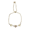Adjustable gold-plated heart bracelet with zircon and cat-eye stones on a slim chain - Gold (Thickened Real Gold Plating)
