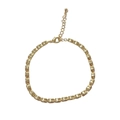 Elegant gold oval link bracelet with sparkling rhinestones and adjustable lobster clasp - Oval Zirconia Bracelet / Gold