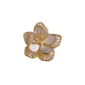 Broche fleur de luxe française avec pétales d'or, nacre incrustée et cristaux de zircon - Or