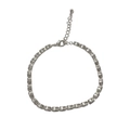 Elegant silver rhodium oval link bracelet with adjustable chain and lobster clasp - Oval Zirconia Bracelet / Silver