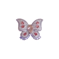 Spilla a farfalla in argento con gemme rosa a forma di pera e zirconi bianchi scintillanti - Argento