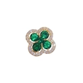 Exquisite gold four-leaf clover brooch featuring green crystals and pavé diamonds - Rotating Four-Leaf Flower Style / Gold/Green