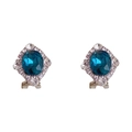 Boucles d'oreilles losanges élégantes avec cristaux bleu profond et serti de diamants - Bleu