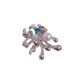 Broche estilo lava de metal plateado con perlas blancas y diamantes de imitación color - Plateado