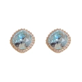 Élégantes boucles d'oreilles dorées avec cristaux carrés bleu clair et zircon - Bleu clair