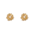 Boucles d'oreilles dorées avec cristaux sertis et trois perles blanches centrales - Boucles d'Oreilles Feu d'Artifice Perle Zirconia Or