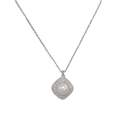 Collier avec pendentif perle en losange et serti de zircons cubiques argentés - Collier / Argent