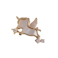 Broche de unicornio dorado único con incrustación de nácar y alas de circonita brillante - Broche de Unicornio Pequeño de Concha Dorada / Dorado