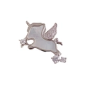 Elegante broche de unicornio plateado con incrustación de nácar y cristales de circonita - Broche de Unicornio Pequeño de Concha Plateada / Plateado