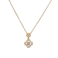 Exquis collier doré avec pendentif trèfle incrusté de zircons sur une fine chaîne en O - Collier Trèfle Zirconia Doré / Or