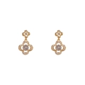 Boucles d'oreilles trèfle en or 18K avec cristaux de zircone cubique micro-pavés - Boucles d'Oreilles Trèfle Zirconia Doré / Or