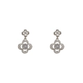 Boucles d'oreilles fleur à quatre feuilles en argent avec zircons étincelants - Boucles d'Oreilles Trèfle Zirconia Argenté / Argent