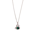 Collier avec pendentif gourde évidé en argent, pierre verte et oxydes de zirconium - Collier Calebasse Noeud Zirconia Vert