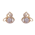 Boucles d'oreilles gourde en zircon brillant dorées avec détails de bordure torsadée - Boucles d'Oreilles Clous Calebasse Noeud Zirconia Blanc