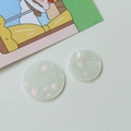 Macro shot of iridescent mint green acrylic round discs for DIY jewelry and hair accessories - Small / Off White