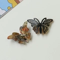 Acetate butterfly charm hair accessory in amber tortoise shell and black white patterns - Black and Yellow