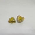 Resin heart charms with yellow dried flowers and gold foil accents for DIY jewelry - Heart Shaped With Bail