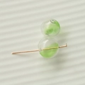 Green gradient stripe 16mm glass beads with golden metal pin on white texture background - Grass Green Cloud Style (48#9)