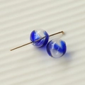 Detail showing 16mm blue spiral gradient glass bead on a golden metal jewelry pin - Blue And White Swirl Style (42#3)