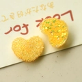 Macro di ciondoli a cuore in resina gialla con glitter per creazione gioielli fai-da-te - Giallo