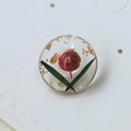 Pendentif rond en résine avec baies rouges, feuilles et feuilles d'or pour bijoux DIY - Pendentif avec Trou / Rouge