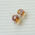 Makroansicht der klaren Glasperle mit rosa Rosen und Goldfolie für DIY-Schmuckherstellung - Rosafarbene Goldfolien-Lampwork-Perle (101#9)