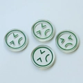 Detail of four transparent resin charms with green angry emoji prints for DIY jewelry - Angry Face (Green One) / Green