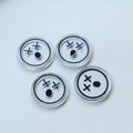Macro view of transparent resin round charms with cute cartoon smiley faces for DIY crafts - Surprised Face (Black One) / Black