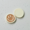 Cute resin charms with smiling face design and cream white finish for DIY jewelry - Smiling Face Patch / Coffee