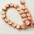 Perles en céramique Père Noël peintes à la main en forme de cœur pour bijoux artisanaux - Perles en céramique