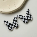 Handcrafted checkerboard butterfly resin charms for DIY jewelry and hair accessories - Checkerboard Butterfly / Black