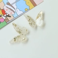 Creamy resin butterfly charm with gold foil flakes for DIY jewelry and hair accessories - Milky White